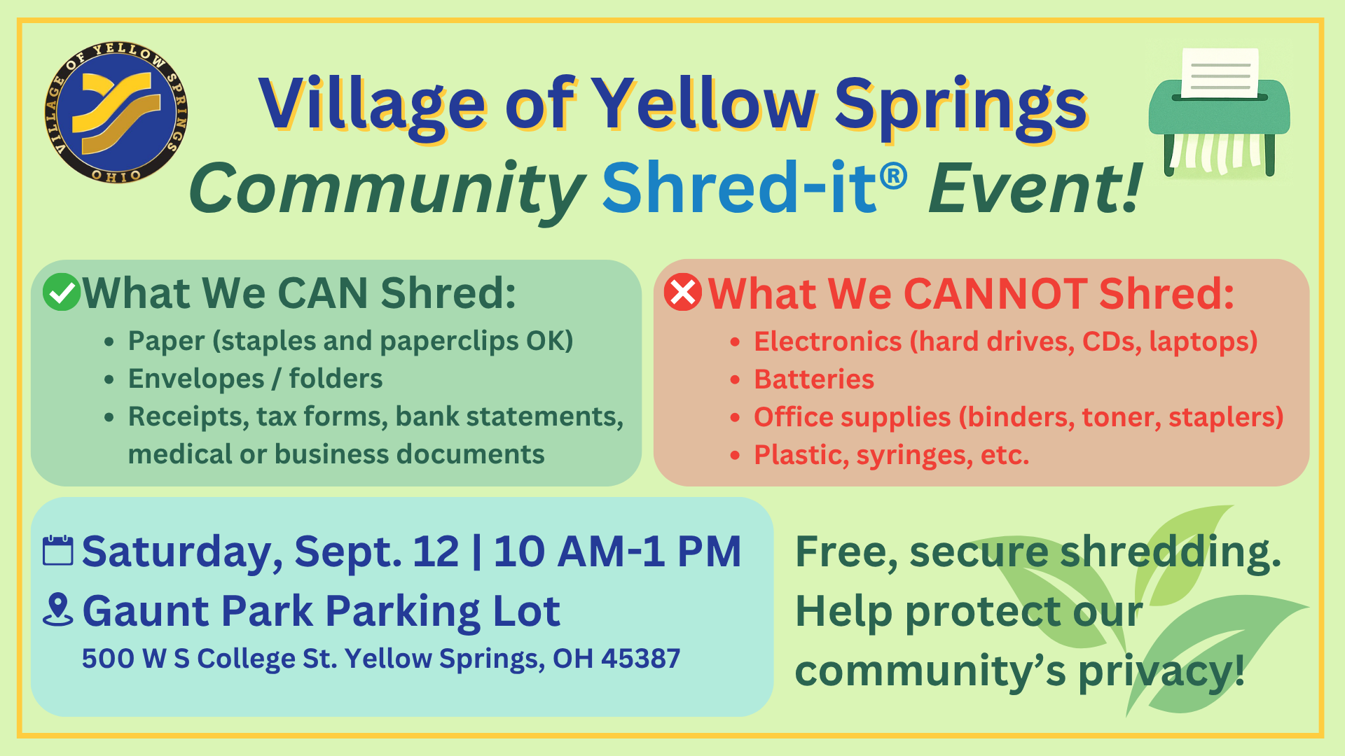 Shred-It event flier