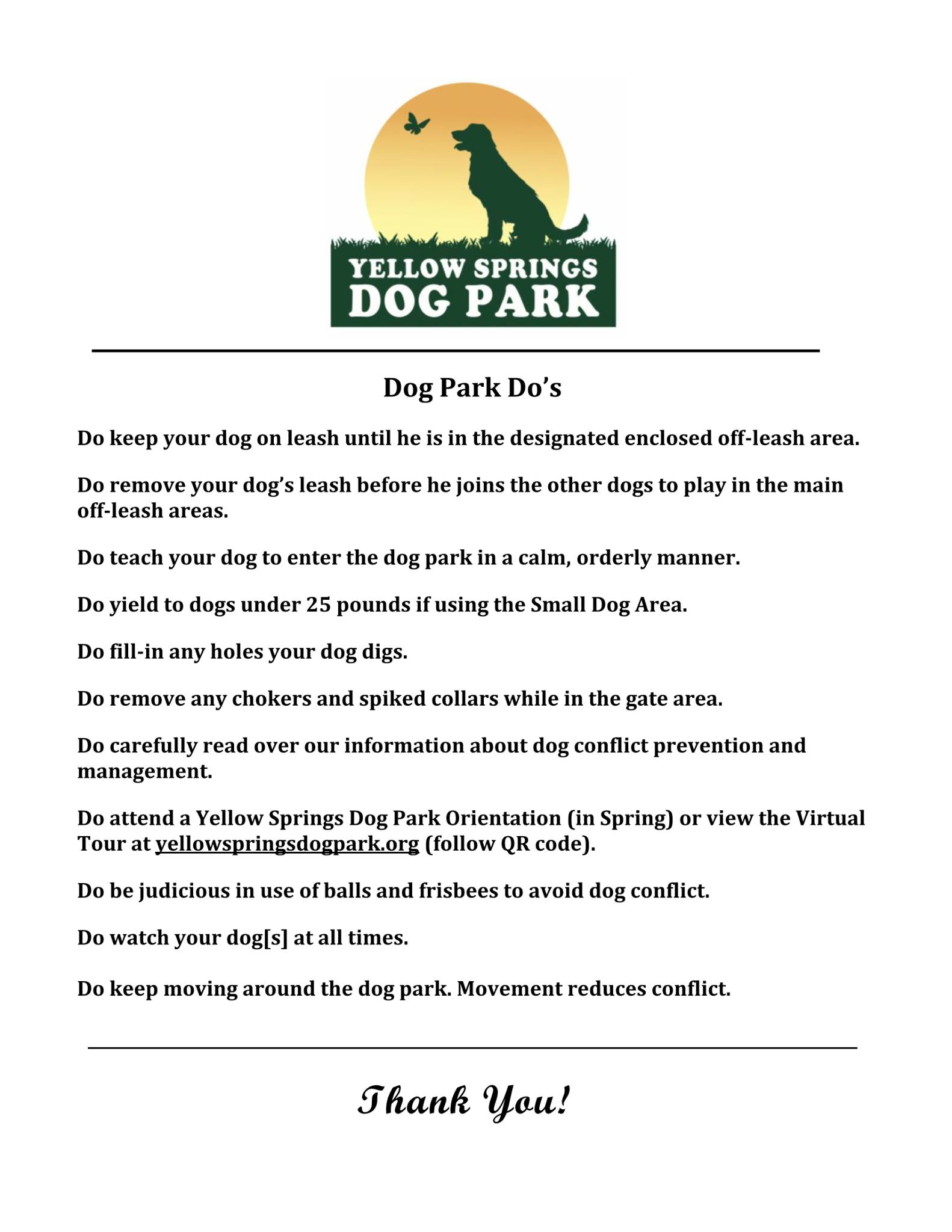 Dog Park Rules