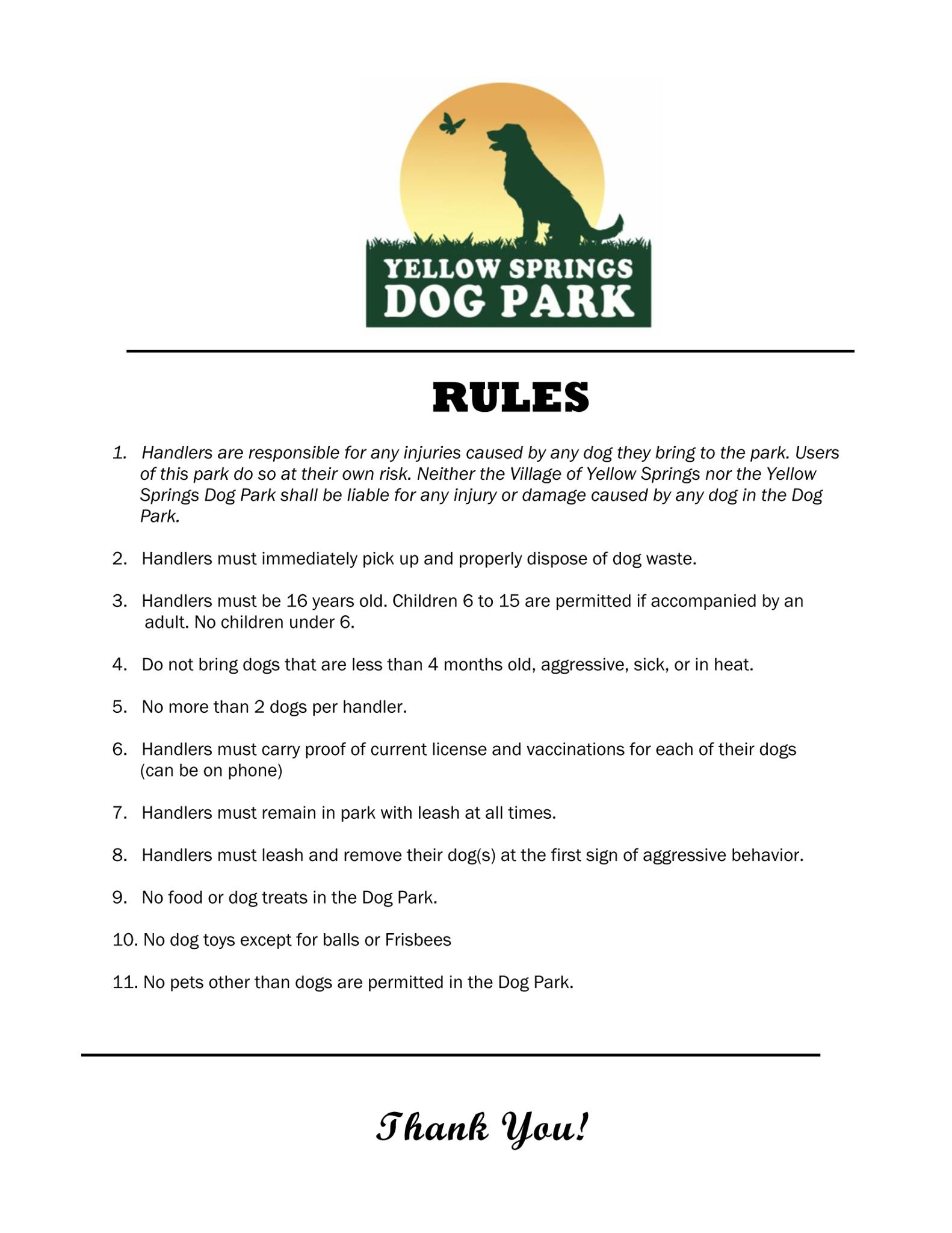 Dog Park Rules 2