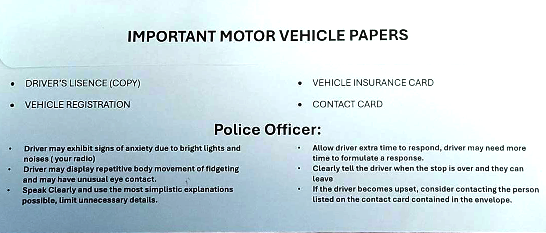 YSPD Blue Envelope Program