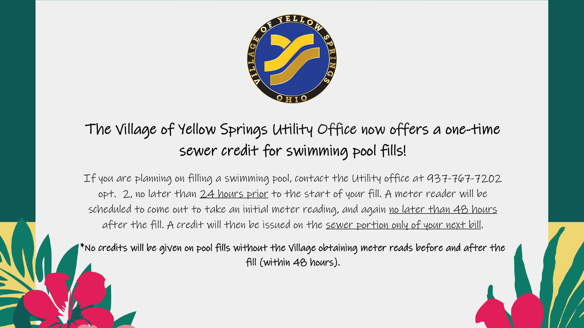 Swimming Pool Fill Credit